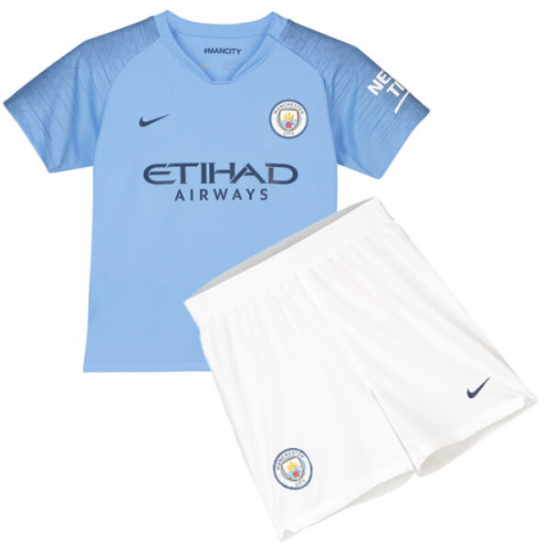 Kids Manchester City 18/19 Home Soccer Kits (Shirt+Shorts)